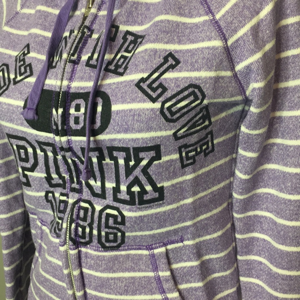 PINK Victoria’s Secret Striped Full Zip Hoodie - Picture 3 of 8